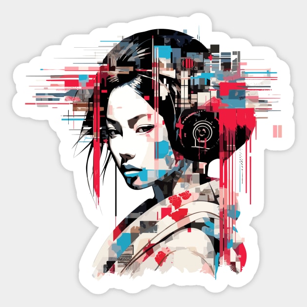 Japanese Woman Portrait Geisha Tradition Culture Abstract Sticker by Cubebox